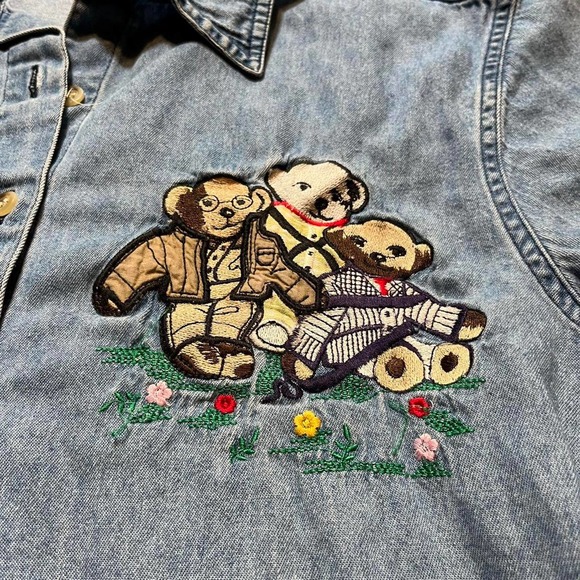 Vintage 90s Button Up Denim Top - Picture 4 of 6